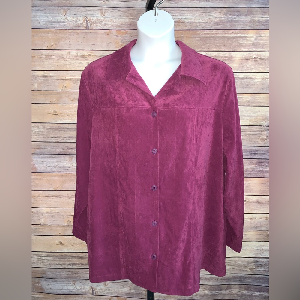 Sag Harbor Deep Red Button-Down Shirt- Size 22W